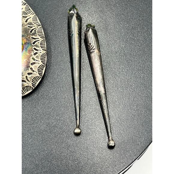 Bennett Signed Sterling Silver Turquoise Concho Bolo Clip Tips Native American - Picture 9 of 9